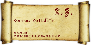 Kormos Zoltán névjegykártya