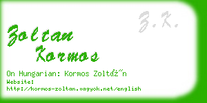 zoltan kormos business card